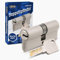 GERCAR Cilindro de perfil 35/35 Pro 35/35 macizo para cerradura de puerta, latón niquelado, incluye 5 llaves, longitud: 70 mm, A: 35 B: 35-1