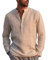 LVCBL Henley - Chemise d'été à Manches Longues pour Homme - Coupe Droite, Kaki, M