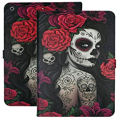 TPACC Case for iPad Mini 5 5th/4th Generation 7.9-inch, Premium PU Leather Folding Stand Multiple Viewing Angles TPU Protective Cover, Sugar Skull Tattoo