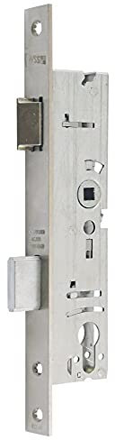 Serrure à larder carrée de 8 mm - Distance au canon : 40 mm - Têtière plate - Finition : CH-RZ perforé et micro-interrupteur dans la serrure pour surveiller la douille