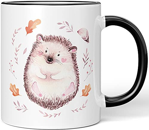 JUNIWORDS Tasse, Igel Aquarell, Wähle Farbe, Schwarz