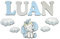 Personalisierte Kinderzimmer Dekoration, Holzbuchstaben wahlweise mit Elefant und Wolken, Grau und Blau, inkl. Klebepunkte