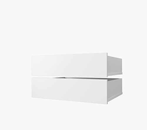MINIO go for it - Schublade für Kleiderschränke, 2 Stück, 70x50x10 cm, Geräumige Schubladen, aus den Kollektionen LETO, WOOD, DECOR 250 cm, Kleideraufbewahrung - Weiß