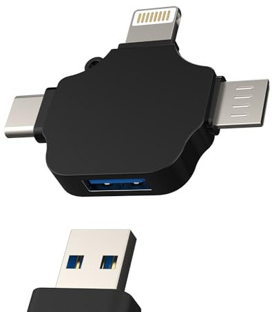 USB C Lightning Micro USB (3 en 1) OTG USB A a tipo C Apple iPhone15 Pro Max Android Jack Adaptador Thunderbolt hembra Accesorios Compatible para Samsung MacBook Plus iPad Teclado Enchufe MC+TP