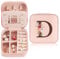 Portagioie con Lettera Iniziale D, Piccoli Scatola Portagioie da Viaggio con Specchio, Mini Porta Gioielli da Viaggio, Gioielli Pelle PU Portagioie Organizer Regalo di Compleanno per Donne Ragazze
