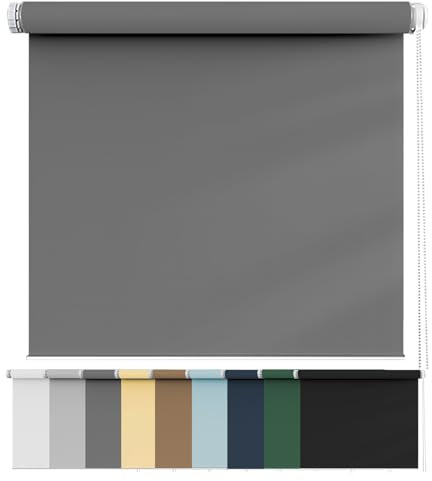 No Drill Blinds Curtains 45 x 150 cm, Thermal Insulated,UV Protection Light Filtering Roller Blinds, Easy To Install On No Drill, for any Room, Dark Grey