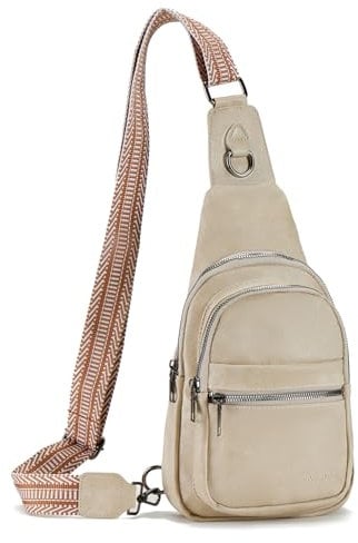 Seoky Rop Sling Bag für Frauen Leder Bauchtasche Crossbody Taschen Kleine Sling Schulter Brusttasche, 01-apricot, Small
