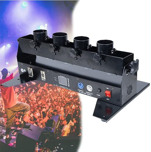 RayGenius Elektronische Konfettimaschine Mit Fernbedienung, 4 Schuss Elektrische Konfetti Streamer Maschine DMX Hochzeit Shooter Konfetti Launcher Kanone AusrüStung