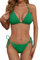 Zuvebamyo Damen Zweiteiliges Bikini Badeanzug Set – Sexy Ripp-Optik Triangle Top, Badeanzüge mit Bindebändern, Cheeky Bikini Sets, Smaragdrün, Large