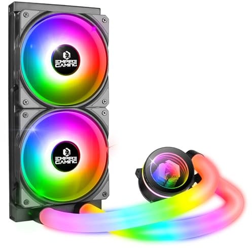 EMPIRE GAMING – Guardian P-W240 Watercooling AIO PC Gamer - Raffreddamento CPU Liquido ARGB 3 Pins 5V - 2x120MM - Intel LGA 1700/1200/115X/1366/2066/2011,AMD AM5/AM4 - Nero