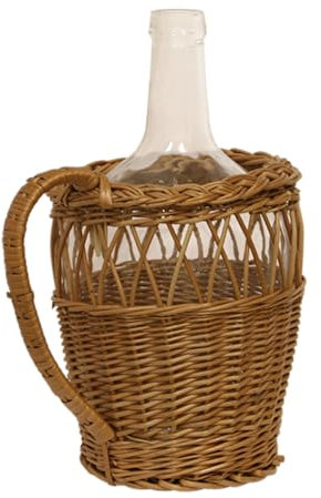 lilawelt24 2L Flasche mit Weidenkorb Weinflasche| Likörflasche |Essig-Öl Flaschen | Schnapsflasche |Karaffe
