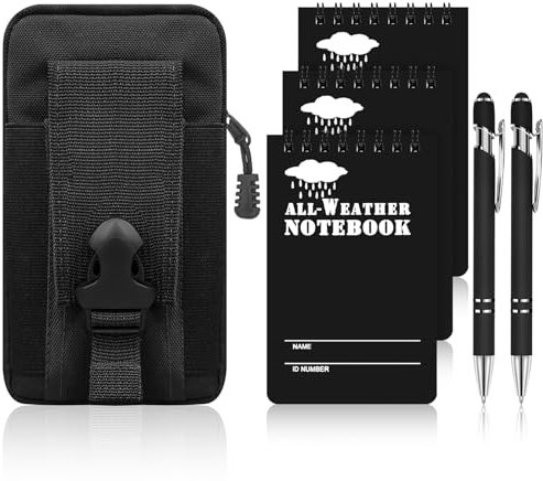 Augacage 6-teiliges wasserdichtes Notizbuch, Allwetter-Polizei, wasserdichter Notizblock, 7,6 x 12,7 cm, Taschennotizbuch mit wasserdichtem wetterfestem Stift und Abdeckung für Outdoor-Aktivitäten
