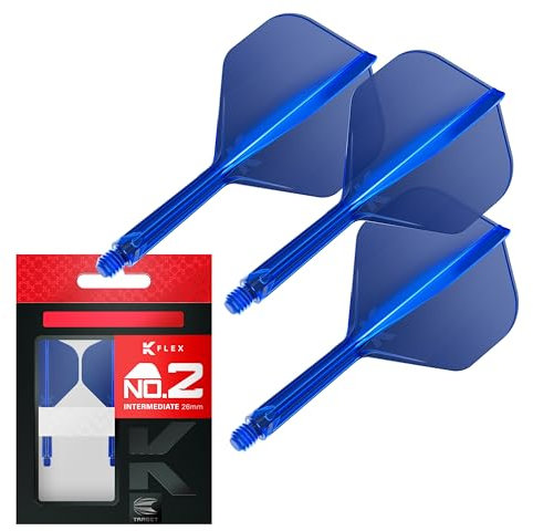 Target Darts K Flex Integrierter Dart-Flug und -Schaft, Nr. 2 Blau (Mittelstufe) | 3er-Pack K-Flex - Nr. 2, Präzisionsgeformte 2-in-1-Dart-Flüge und Dart-Schaft | Professionelles Dart-Zubehör