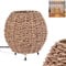 Tischleuchte Malpica, Tischlampe aus Metall/Seegras in Beige/Naturfarben, Leuchte im Boho-Design mit Schirm aus Rattan (Ø 16 cm) u. An/-Auschalter am Kabel, Höhe 16,5 cm, 1 x E14, ohne Leuchtmittel