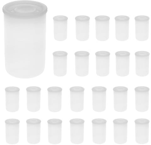 QWORK® 25 Stück Filmdosen Mit Deckel - Plastikkanister Für Wissenschaftliche Aktivitäten, Weiß