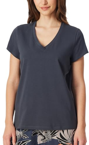 Schiesser Damen Schlafshirt Kurzarm Baumwolle-Mix + Relax Pyjamaoberteil, Graphit_182639, 36
