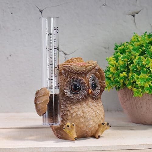 Pluviomètre, jardin résine hibou pluviomètre anti-déformation stable chouette décoration