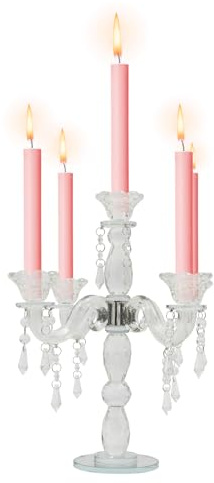 5 Köpfe Kerzenständer,Kerzenhalter für Stabkerzen für Hochzeit,Kerzenhalter Kristall-Kerze Mittelstücke, Kristall-Kerze-Halter für Esstische, Couchtische, Sideboards und Küchenschränke