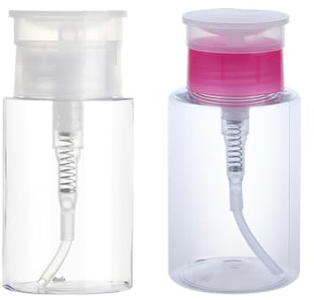 2 Pcs 150ml Nail Polish Remover Liquid Bottles Nail Art Pump Dispensers Push Down Cleanser Bottle Alcohol Pump Bottles Travel Empty Makeup Container