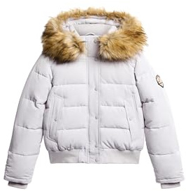 Superdry Damen Everest Kapuzen-Bomberjacke Mondlicht Grau 36