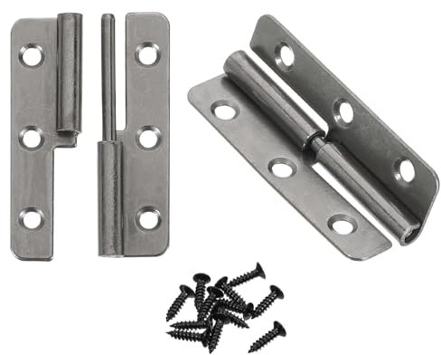 sourcing map 2Pcs Lift Off Hinge, 2 Detachable Lift Off Hinges Left Handed Slip Joint Flag Hinges Rising Butt Door Hinges, Black