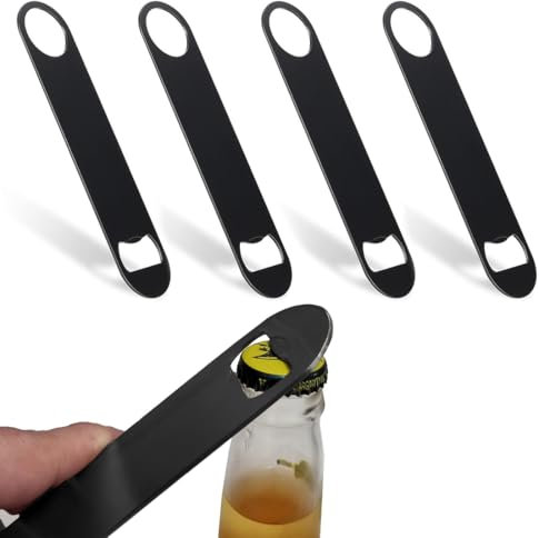 MIRKUZI Flaschenöffner 4 Stück Bierflaschenöffner, Flacher Flaschenöffner Edelstahl Bierflaschenöffner Bar Flaschenöffner für Küche Bar Restaurant (Schwarz)