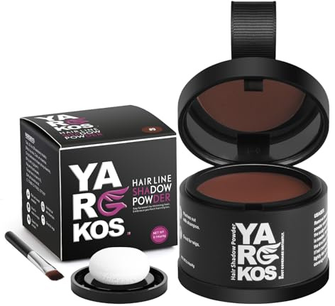 Yargkos - Retoque de raíces: consigue líneas de cabello impecables y hermoso con nuestro polvo de sombra para cabello castaño rojizo Yargkos, diseñado para mezclar.