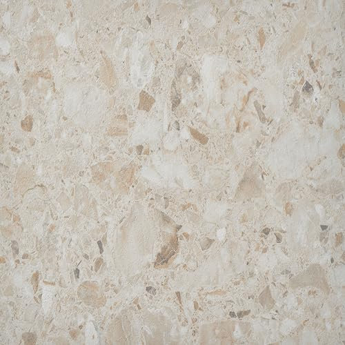 Vinyl Floor Tiles Self Adhesive - 50 Pack / 50sqf (4.65 sqm) - Peel And Stick Floor Tile 12x12 inch (30.5x30.5cm) - Sticky Vinyl Flooring For Kitchen, Living Room and Bathroom - Beige Desert Terrazzo