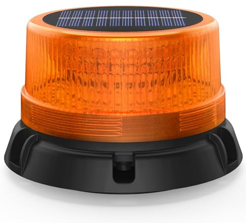 Fxlpower Energia-Solare Lampeggiante LED Batteria, Ricaricabile LED Giallo Avvertimento Luci Lampeggianti per Trattore con Carrello Elevatore Veicoli da Costruzione