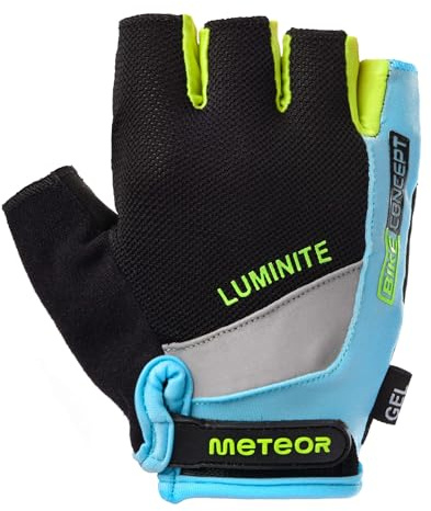 meteor Fahrradhandschuhe Herren Damen Kinder Halbfinger Gel gepolstert | Radhandschuhe kurz für MTB, Rennrad, E-Bike - Handschuhe atmungsaktiv im Sommer, reflektierend, 7 Größen XXS-XXL