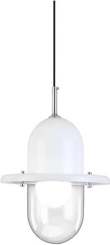 HMASNSEIY Simple Style Black White Flying Saucer Chandelier Adjustable Glass Iron Material Pendant Lights with E27 Light Source(Bianco)