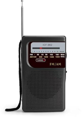 Radio a Pilas portatil pequeña con sintonización analógica de Auriculares, Radio de Bolsillo de Transistor con Correa de Mano, Sencilla y fácil de Usar, usada para Correr/Caminar/Viajar (Negro)