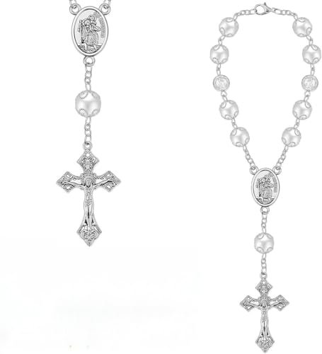 AzureRay Rosenkranz Auto Zum Schutzengel Anhänger für Auto, Auto Deko Innenraum, Glücksbringer Auto & Autospiegel Anhänger, Guardian Angel Geschenk, Robust und Stilvoll