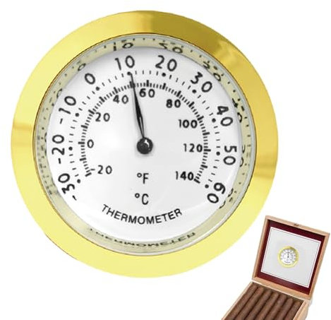 Humidor -Hygrometer - 1,46x1.46x0,31 Zoll -Meter -Monitor mit hoher Präzision - Humidor -Pflege- und Wartungsmonitor für Gitarren- und Geigefälle