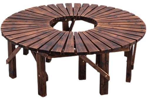 KXWOQ3ED Garten Baum Bank, Holz Runde Parkbank, Gartenmöbel, Wrap Around Holz Lattenrost Sitz, Rückenfreie Bank Sitzen