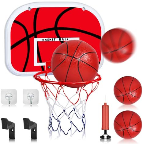 Mini Panier de Basket Enfant Interieur, Panier Basket Mural Set ExtéRieur, avec 2 Ballons de Basket et pompepanier, Jeux de Basketball, Facile à Assembler pour I'extérieur Bureau à la Maison Chambre