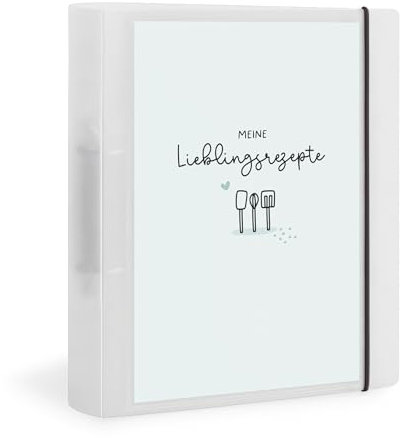 Flexibook Rezeptordner A4 Meine Lieblingsrezepte mint, D-Ring-Mechanik, Gummizug und Transparenter Fronttasche