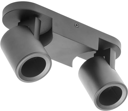 GTV - Deckenleuchte BLINK II schwarz, Doppel-Spotlampe mit schwenkbaren Köpfen, Aluminiumgehäuse, 2×GU10 Fassung, max. 2×20W, moderne Einbauleuchte für minimalistische Innenräume