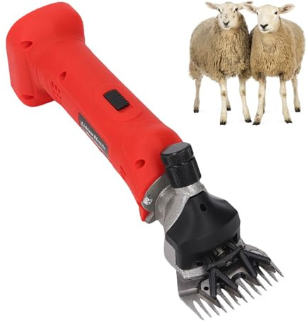 Jiawu Esquiladora de Ovejas Inalámbrica, 2800 RPM, Esquiladora de Ovejas Eléctrica Profesional con 2 Baterías, 6 Velocidades, para Afeitar Lana de Ovejas, Cabras, Ganado Vacuno (Enchufe de la UE)