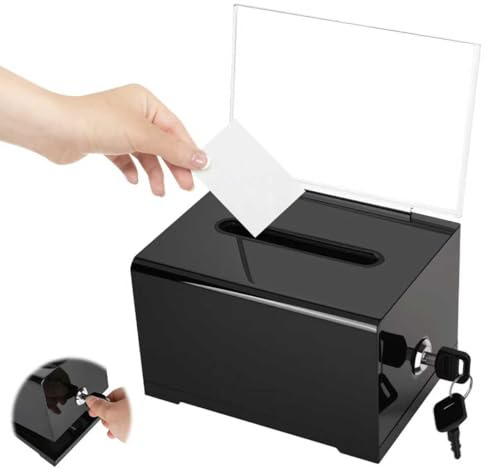 Junrvivy Spendenbox Abschließbar, Acryl Spendendose, Geldkassette mit schlitz, Spardose abschließbar, Geeignet für Spenden an Schulen, Vereine, Veranstaltungen(16x12x10) cm