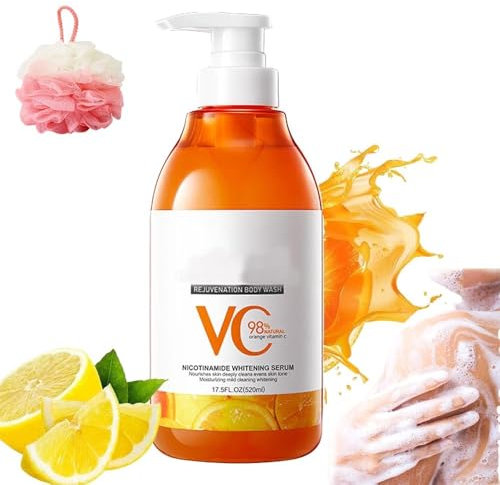 Gel Douche à La Vitamine C Et à La Niacinamide Au Citron,Gel Douche Nourrissant Naturel à La Vitamine C,Nettoyant Et Exfoliant En Profondeur,AttéNue Les Peaux Rugueuses,Illumine Et Nourrit La Peau