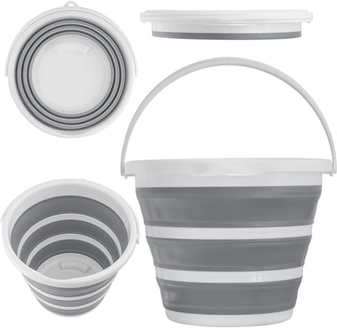 Cubo Plegable de Silicona Plastico | Capacidad 10 litros Compacto y Resistente | Ideal para Camping, Limpieza, Jardín o Playa