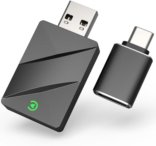 2 in 1 Wireless CarPlay & Android Auto Adapter, Plug & Play Wireless CarPlay Dongle with 5GHz WiFi & Au-to Connect, Wire-less Android Auto Adapter Compatible with iPhone & An-droid Smartphones