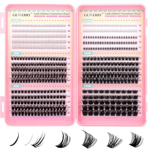 GEMERRY Faux Cils Individuel 60D+80D+100D+200D+Spike+Cils inférieurs 8-16mm | Extension Cils Bouquet Volume Russian D Curl Individual Lashes