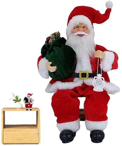 Senermter Sitzender Weihnachtsmann Figur: Weiche Plüsch Weihnachtsdeko Mit Geschenketui & Petroleumlampe Für Weihnachtsfeier & Zimmerdeko