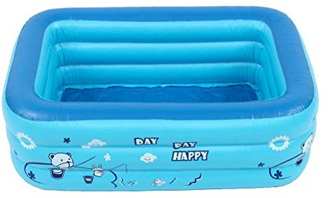 Riuulity Piscina Rectangular Inflable de PVC de Alta Densidad, Piscina Inflable Plegable para Niños de 51 X 21 X 15 bebé Nade en Casa (Blue)