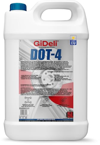 GiDeli Bremsflüssigkeit DOT 4 5 L Kanister - für PKW, Motorrad & Traktor | für ABS und ESP, auch für Kupplungssysteme, straffer Druckpunkt am Pedal, schont Dichtungen, dicht verschlossen geliefert