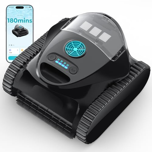BRINBO C1 Robot Piscina Limpiafondos y Paredes, Doble Filtro, Aspirador Piscina Bateria, 7 Modos de Limpieza, 180 min de Autonomía, Limpiador con App, Limpiafondos Piscina de hasta 150 m², Gris Seda