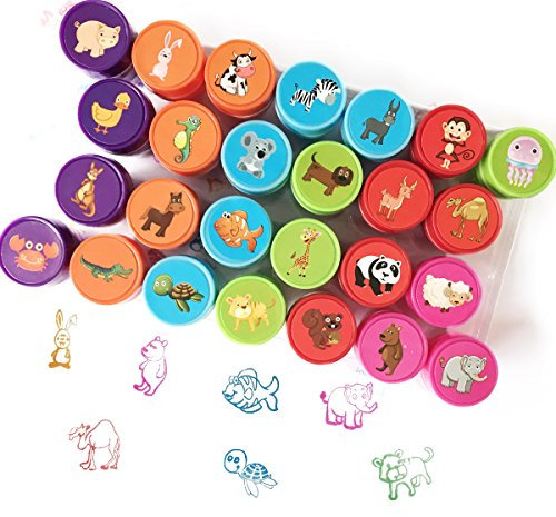 Animals Stempel Set für Kinder, Bestele 26 Stück Gummi-Tinte waschbar Stampers Seal für Kinder Party Favor, Geburtstagsgeschenk, lernen Requisiten