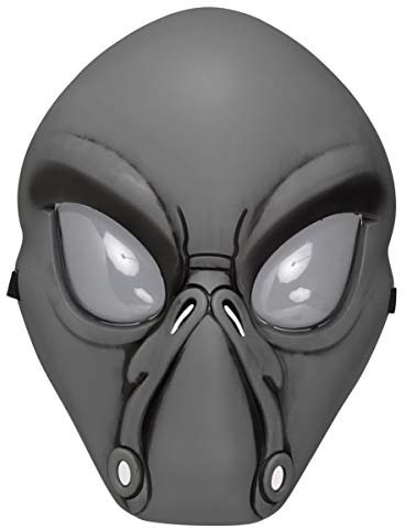 Horror-Shop Graue Alien Halbmaske aus stabilem Kunststoff für Halloween & Sci-Fi-Fans
